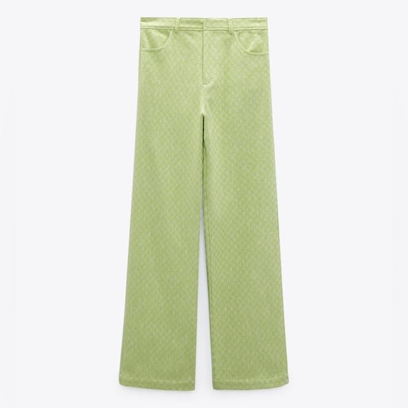 NWT ZARA GINGHAM STRAIGHT LEG PANTS SIZE XS 2641/678/520 - Picture 1 of 13